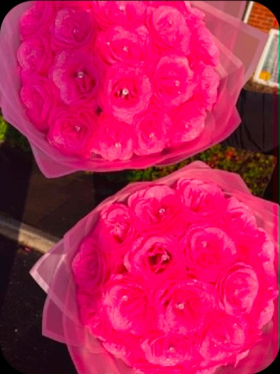 Hot pink glitter rose bouquets